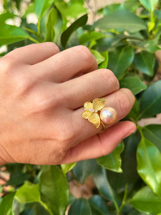 Pearl And Butterfly Ring