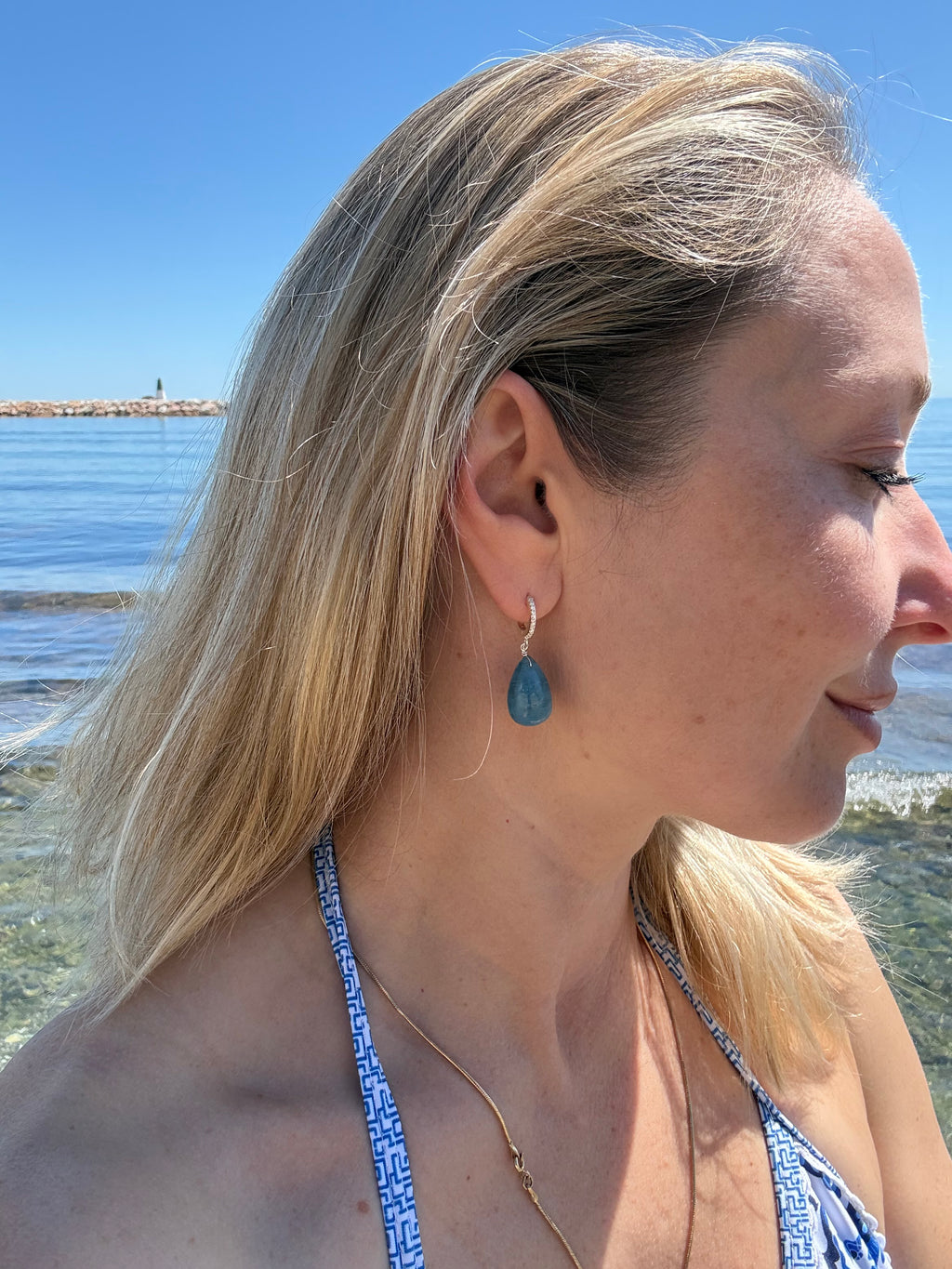 Aquamarine Dangle Earrings in Sterling Silver