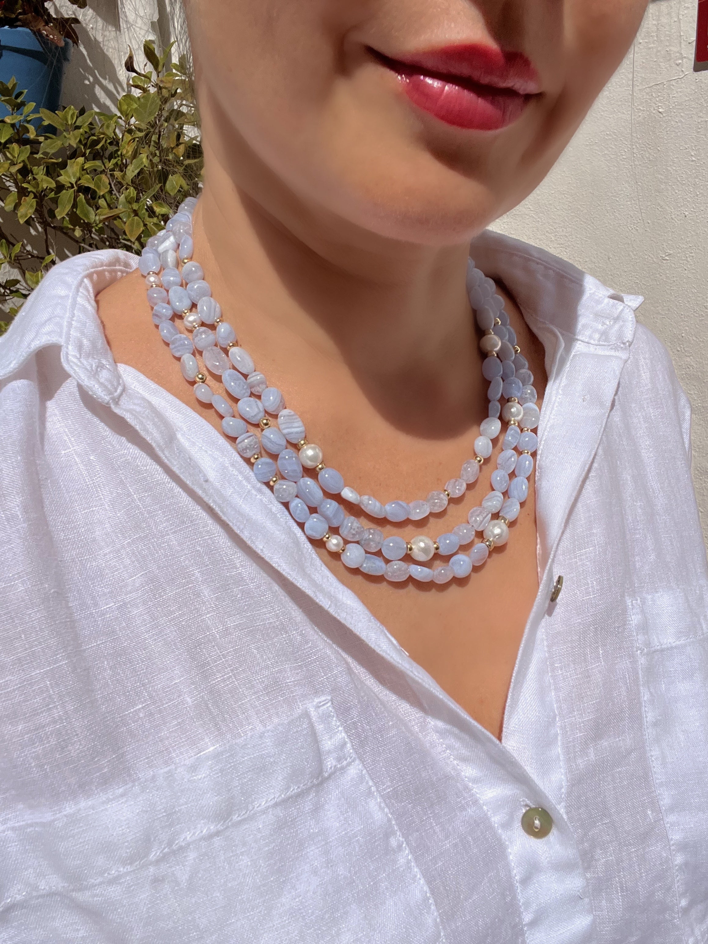 Lace Agate Layered Statement Necklace
