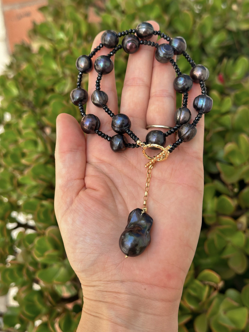 Black Spinel And Pearl Necklace