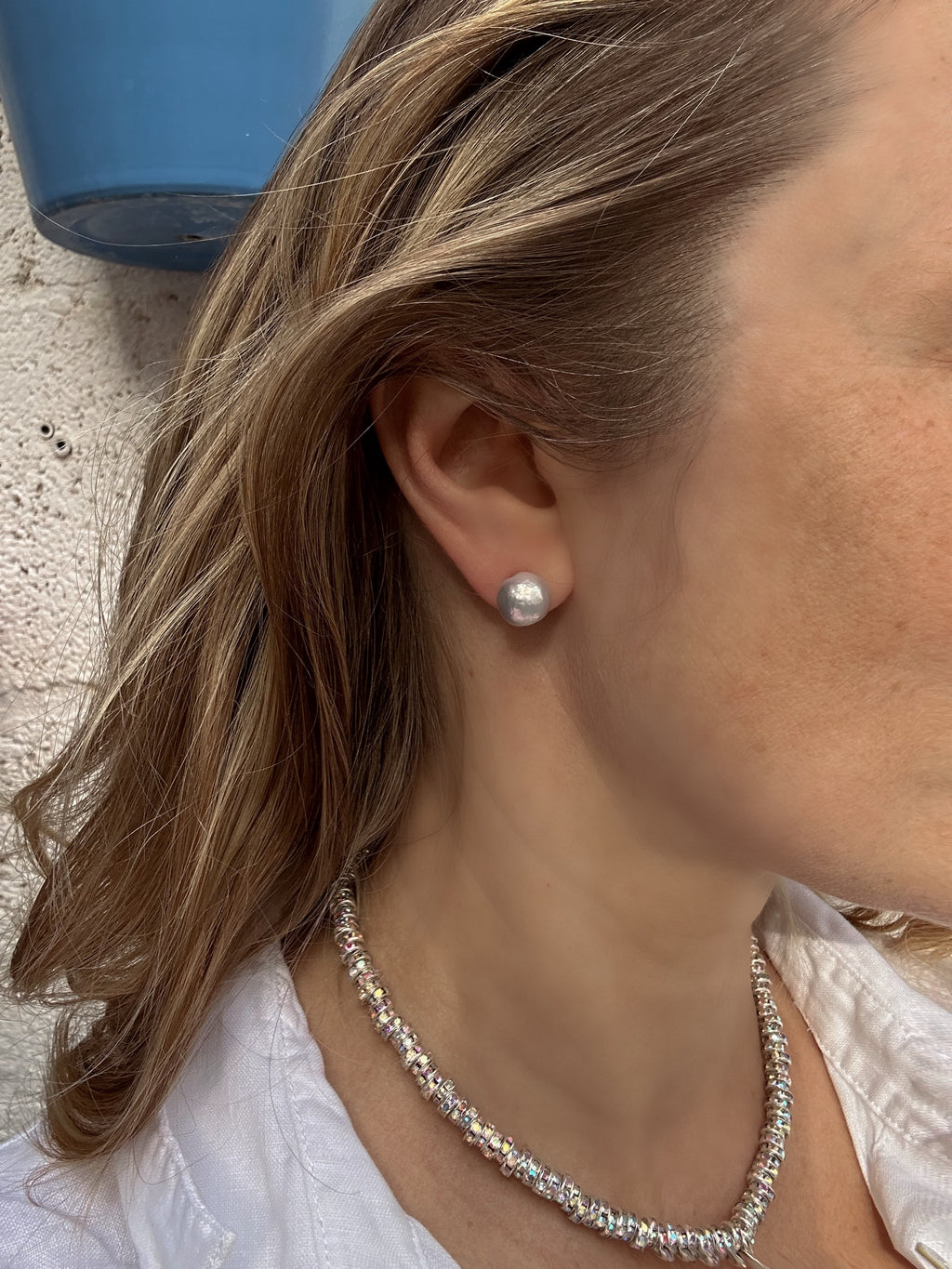 Edison Wrinkled Pearl Stud Earrings
