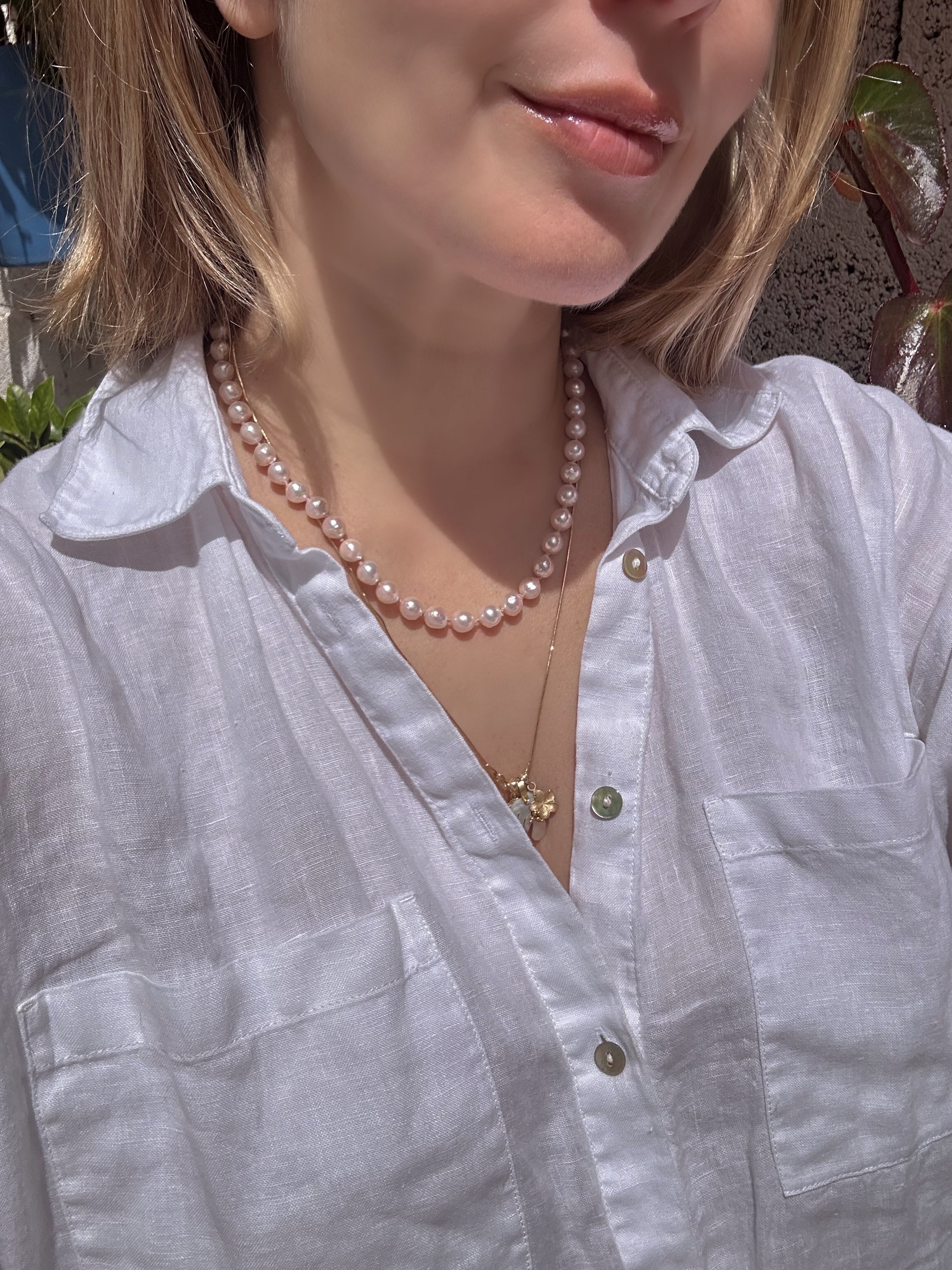 Pink Baroque Akoya Pearl Necklace