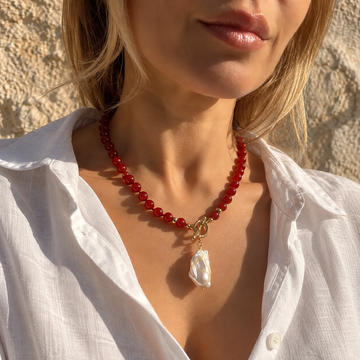 Red Agate Necklace “Granada”