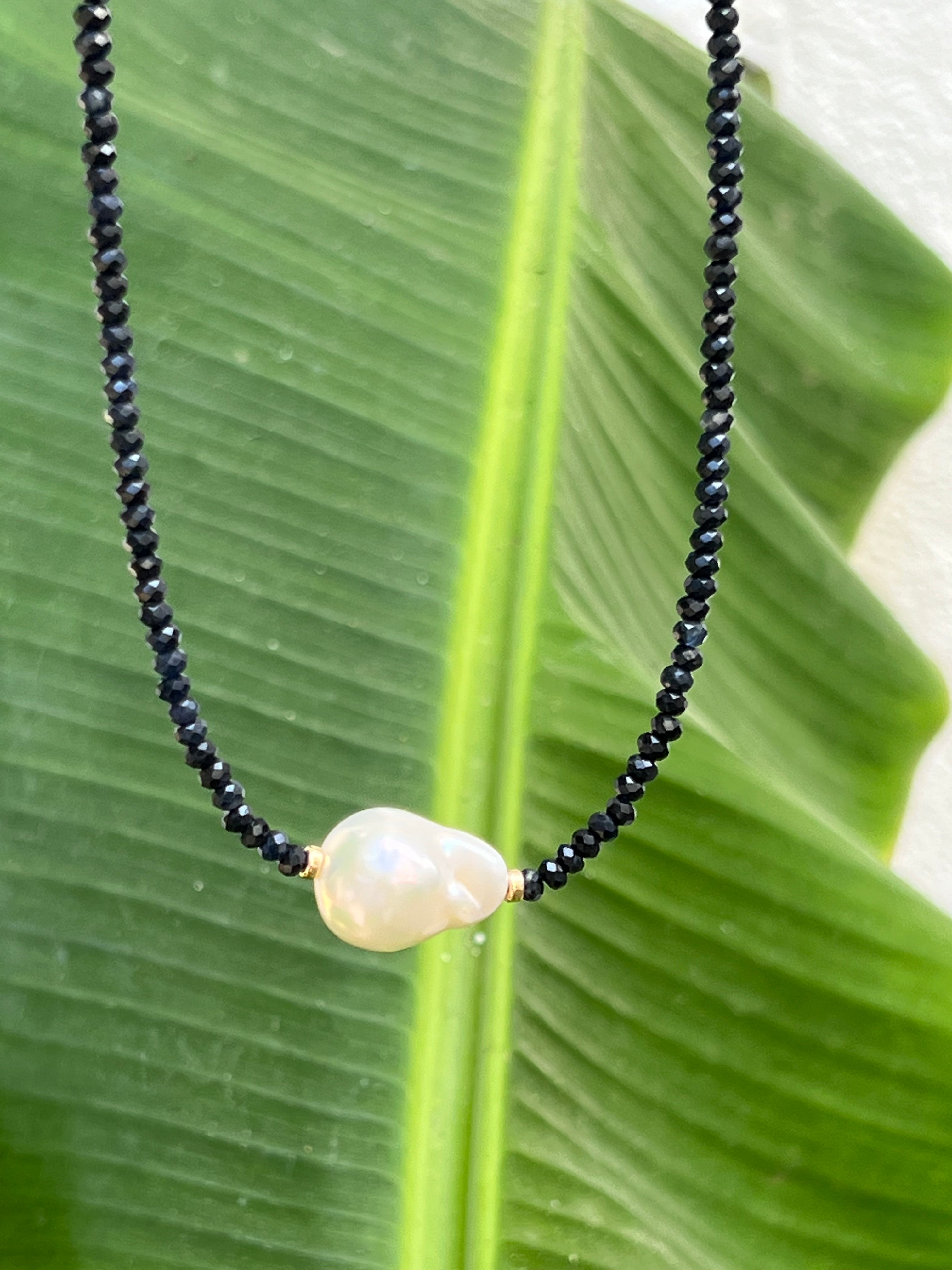 Blue Sapphire And Baroque Pearl Necklace