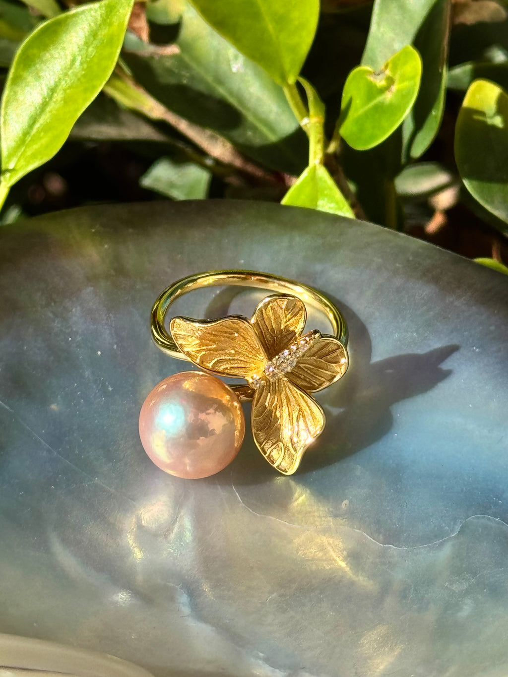 Pearl And Butterfly Ring