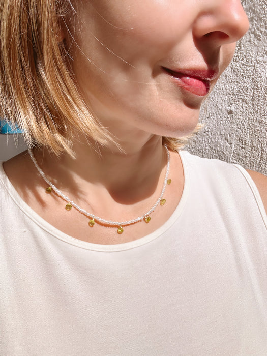 Peridot and Pearl Dainty necklace