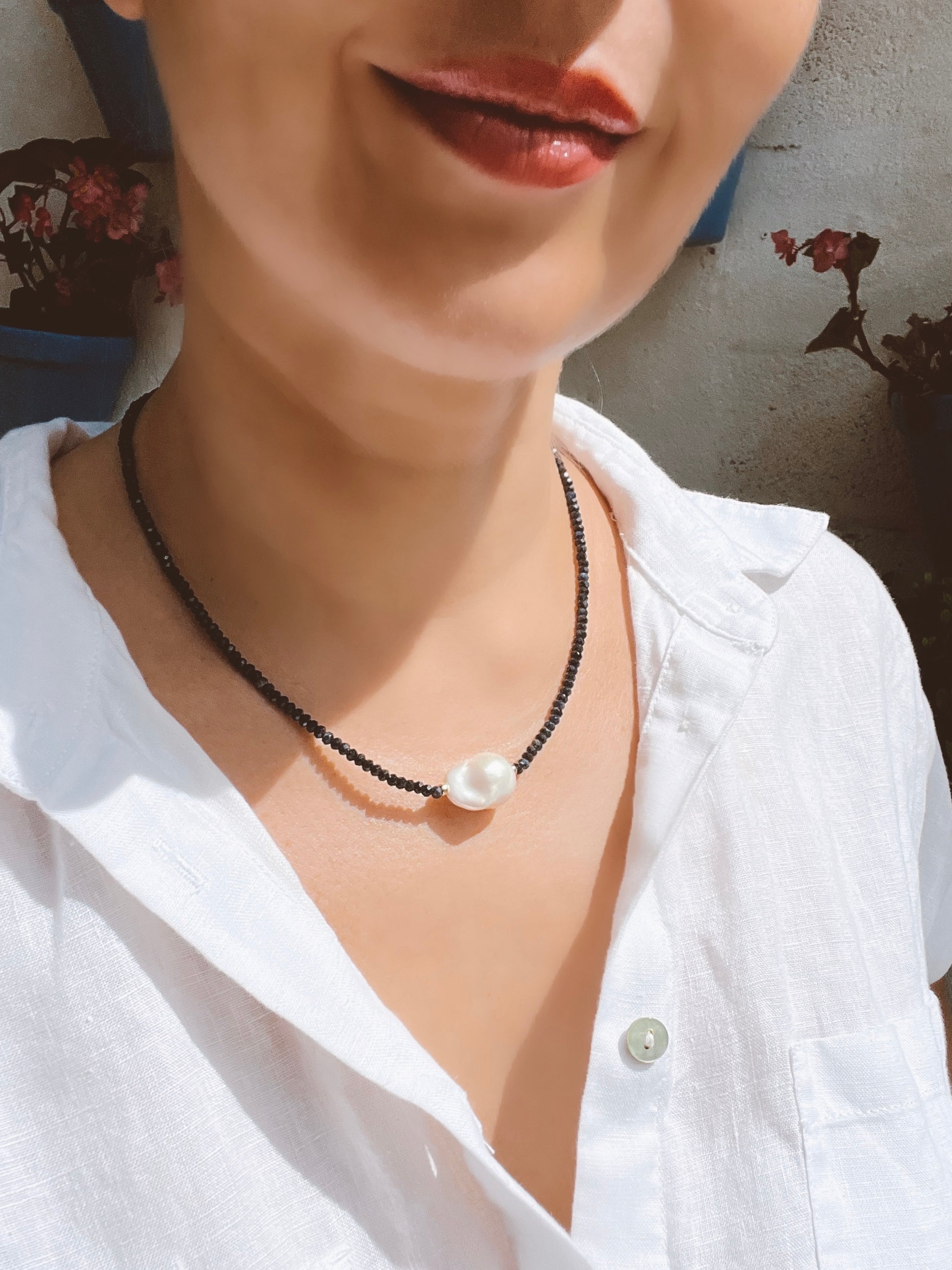 Blue Sapphire And Baroque Pearl Necklace
