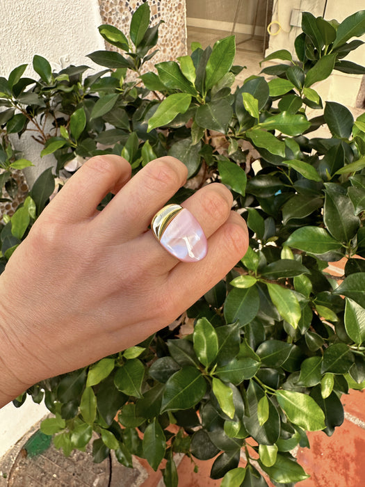 Pink Mother of Pearl Oval Ring