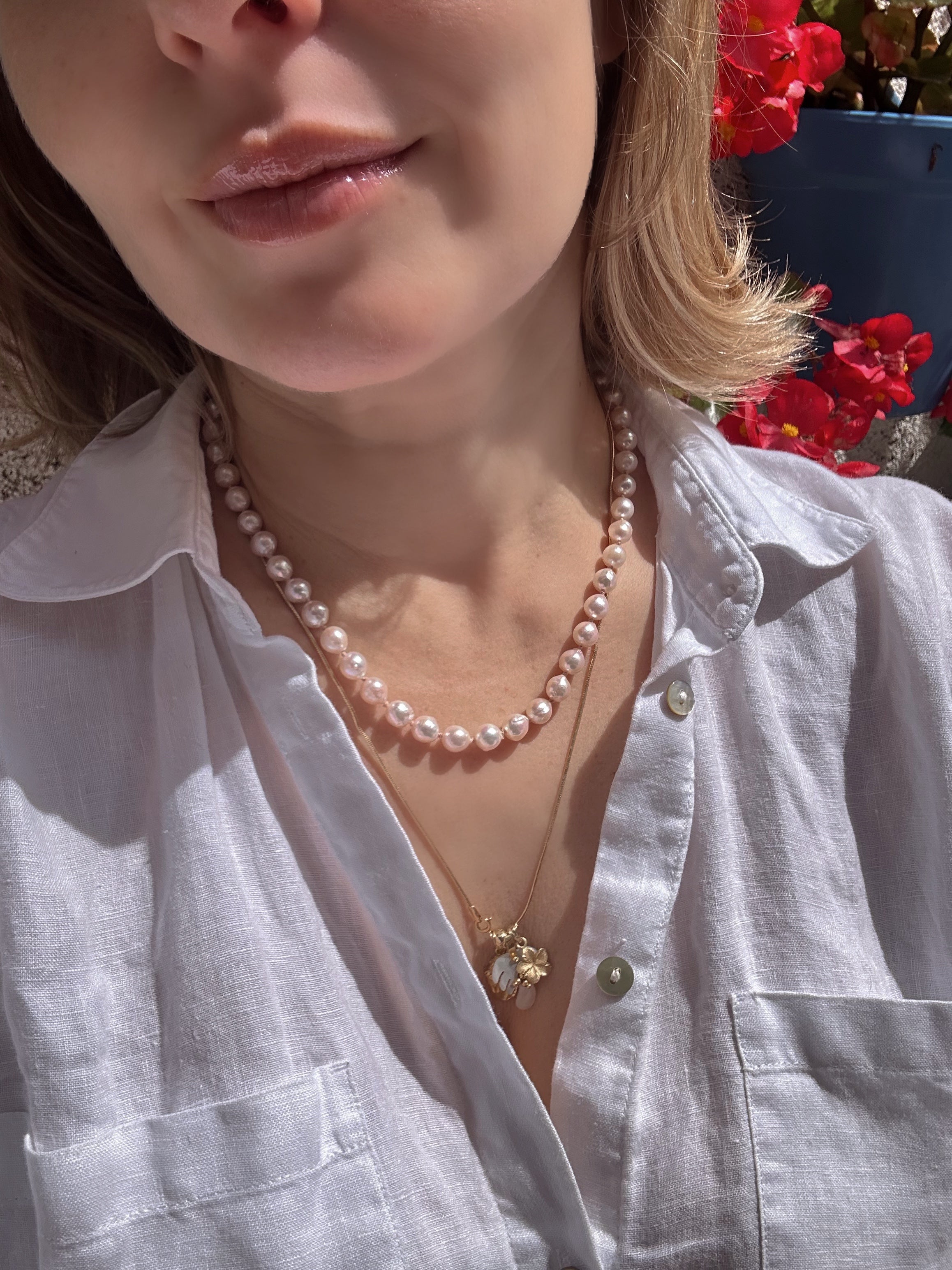 Pink Baroque Akoya Pearl Necklace