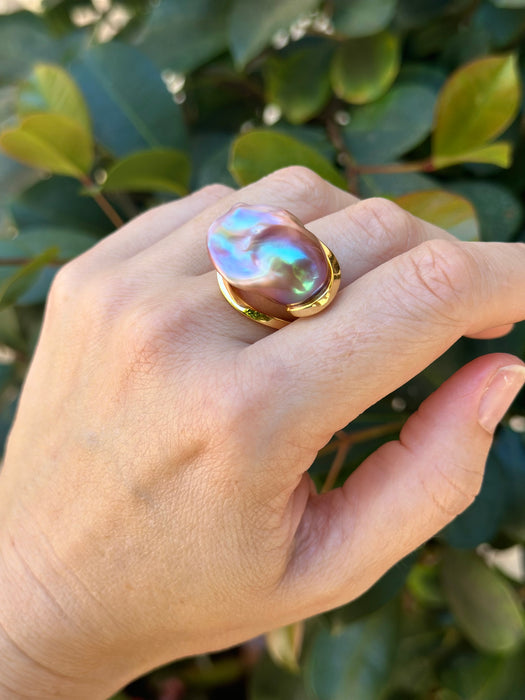 Purple Baroque Pearl Ring