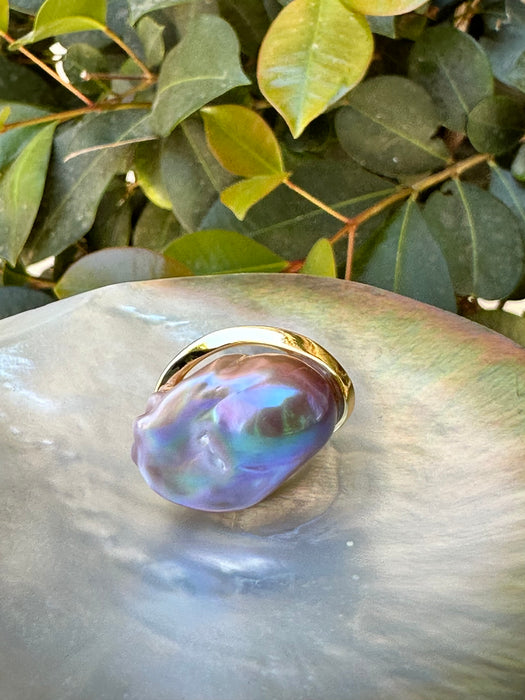 Purple Baroque Pearl Ring