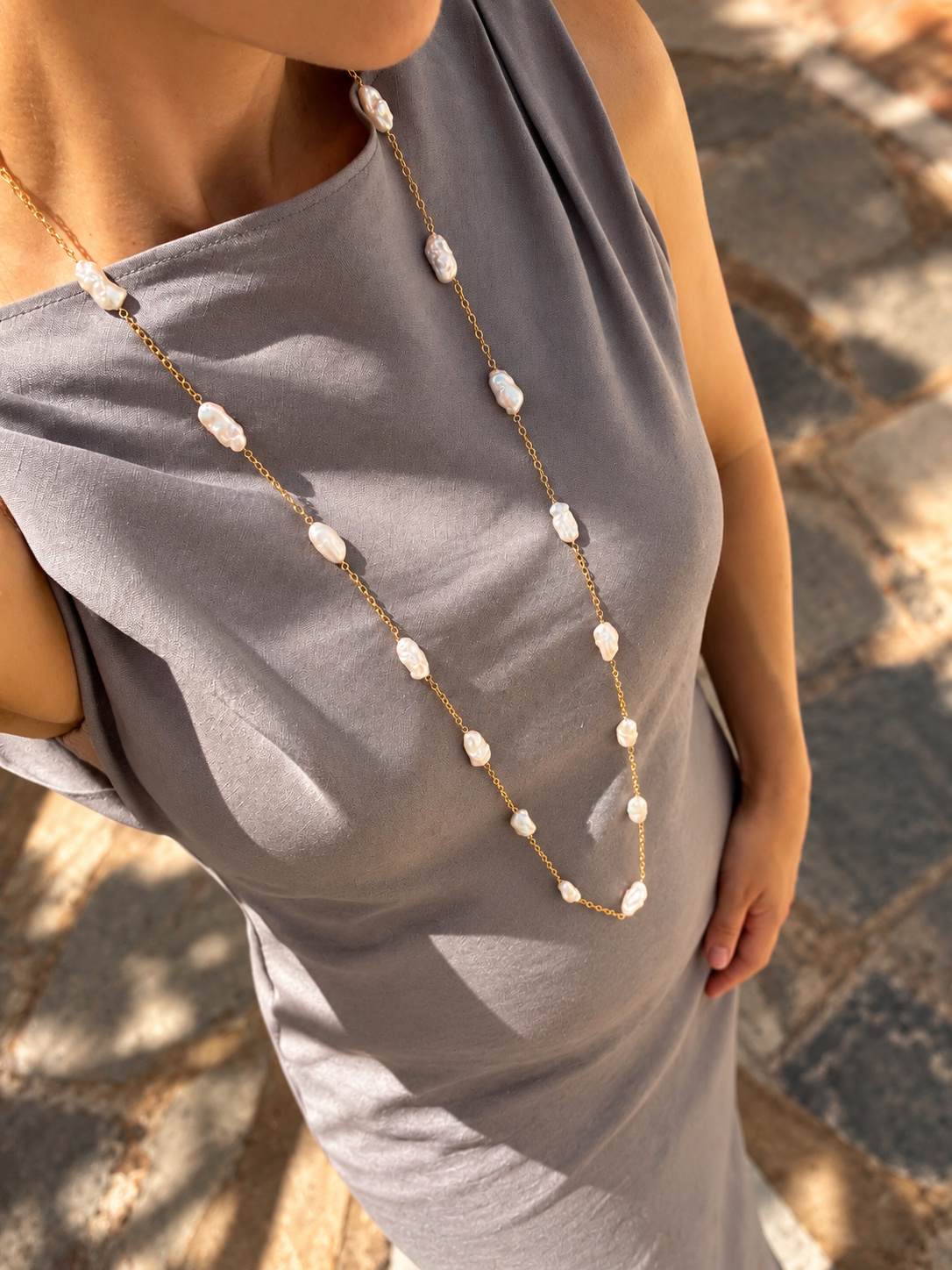 Long Keshi Pearl Necklace “Ana”