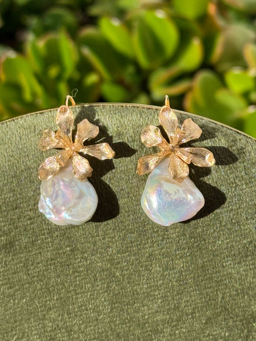 Floral Keshi Pearl Earrings “Solara”