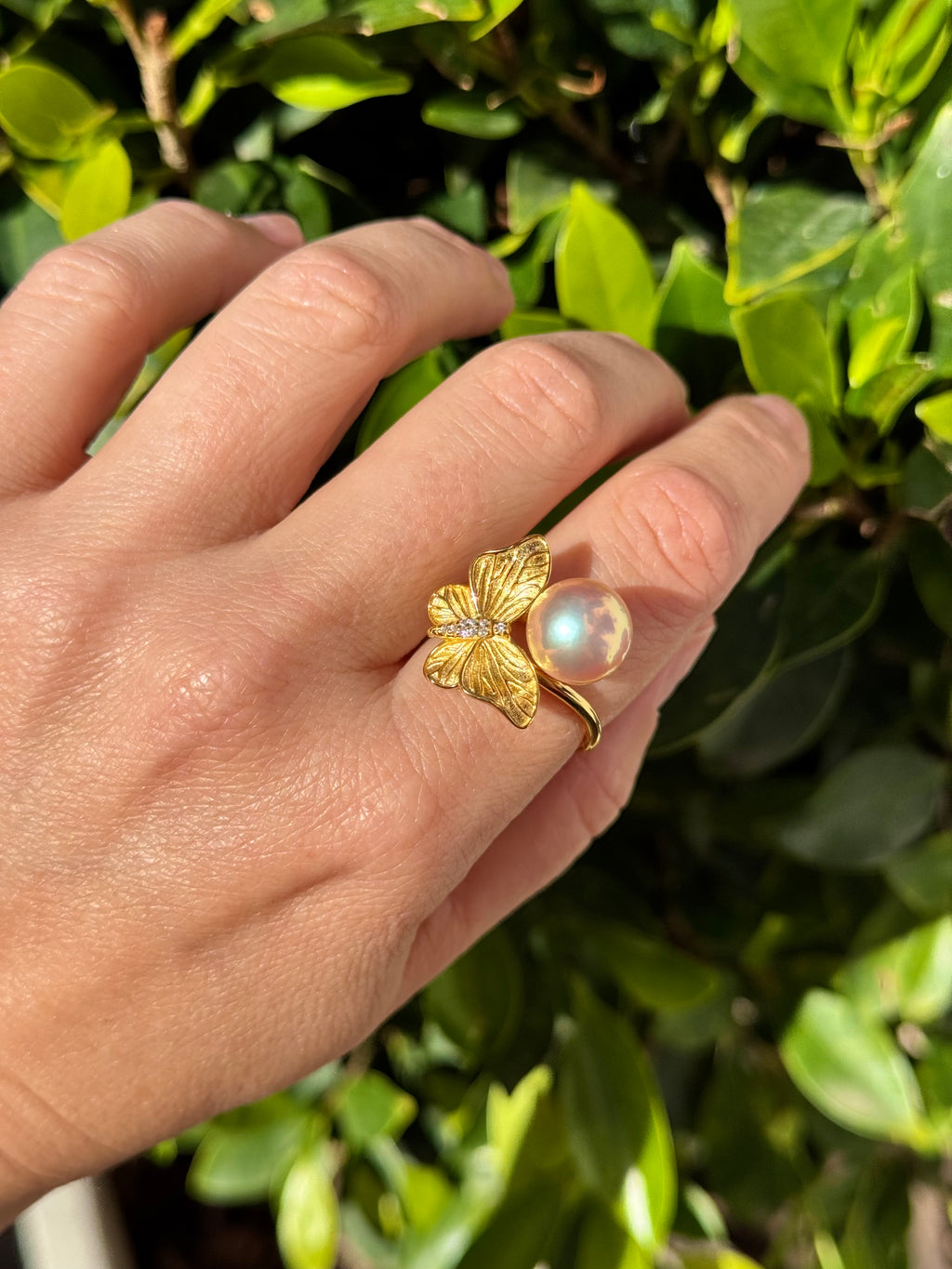 Pearl And Butterfly Ring