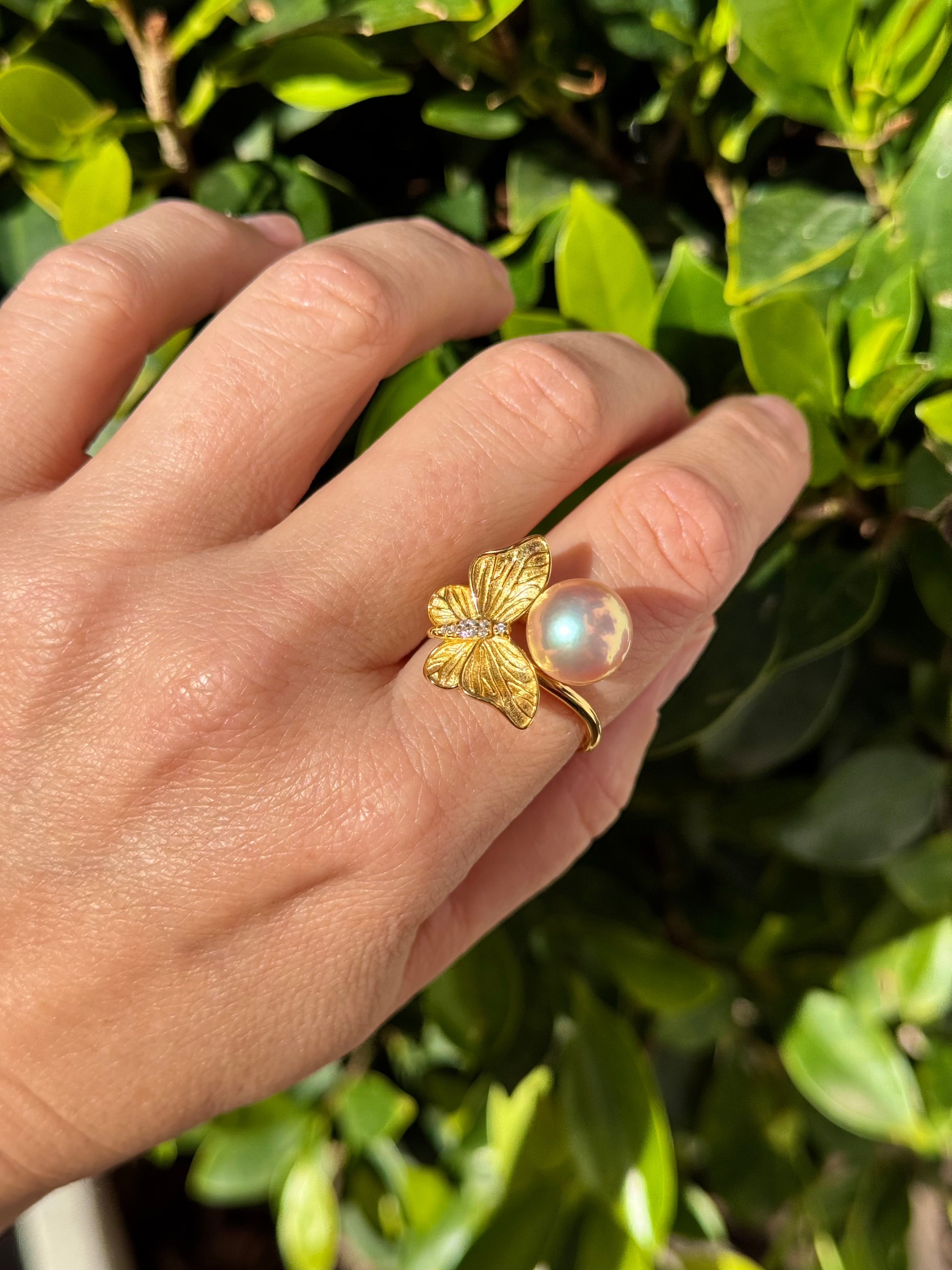 Pearl And Butterfly Ring