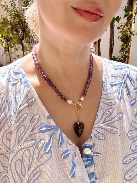 Amethyst Necklace with Heart Pendant