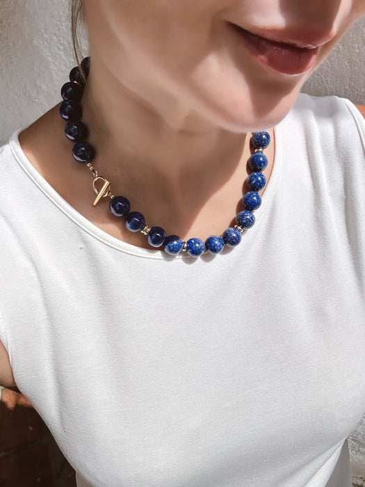 Chunky Gumball Lapis Lazuli Necklace