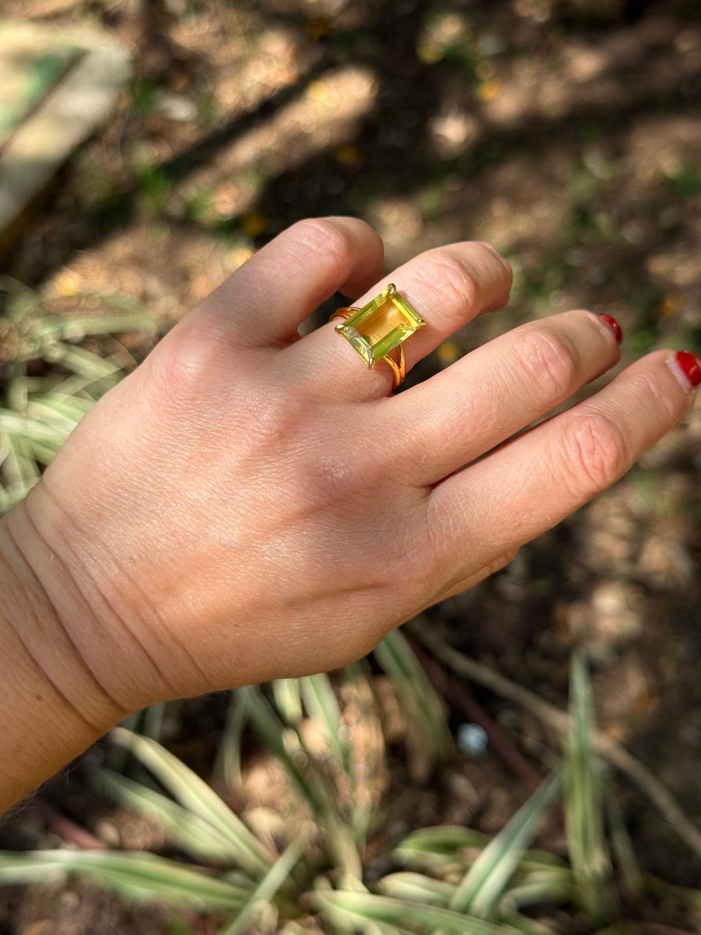 Lemon Quartz Statement Ring “Soleil”