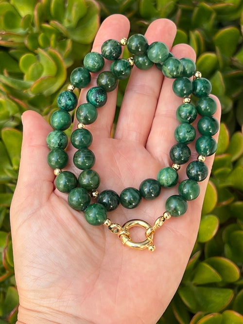 African Jade Beaded Necklace