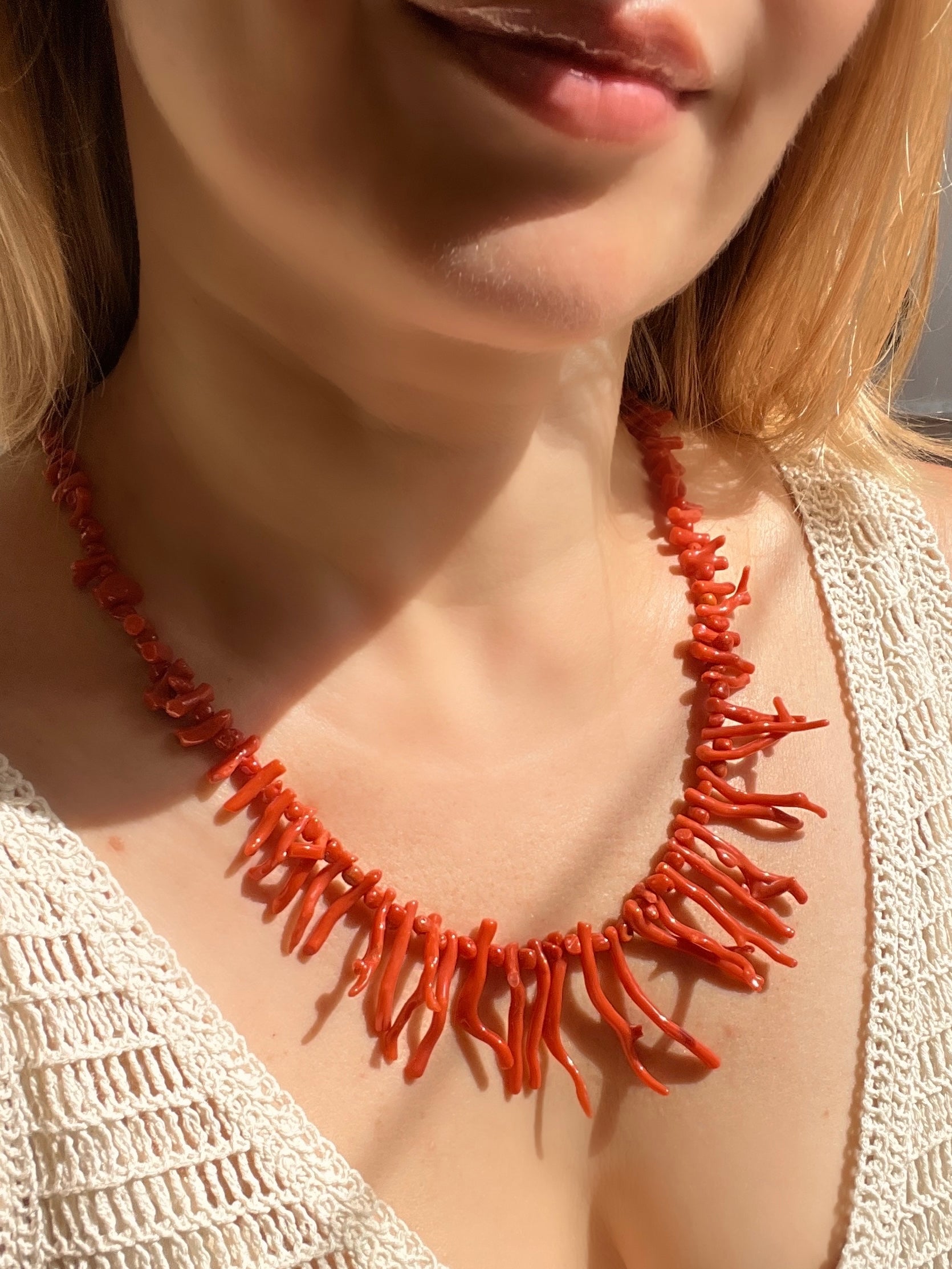 Red Coral Branch Necklace
