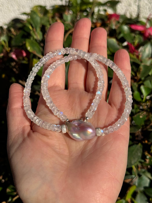 Purple Baroque Pearl and Moonstone necklace