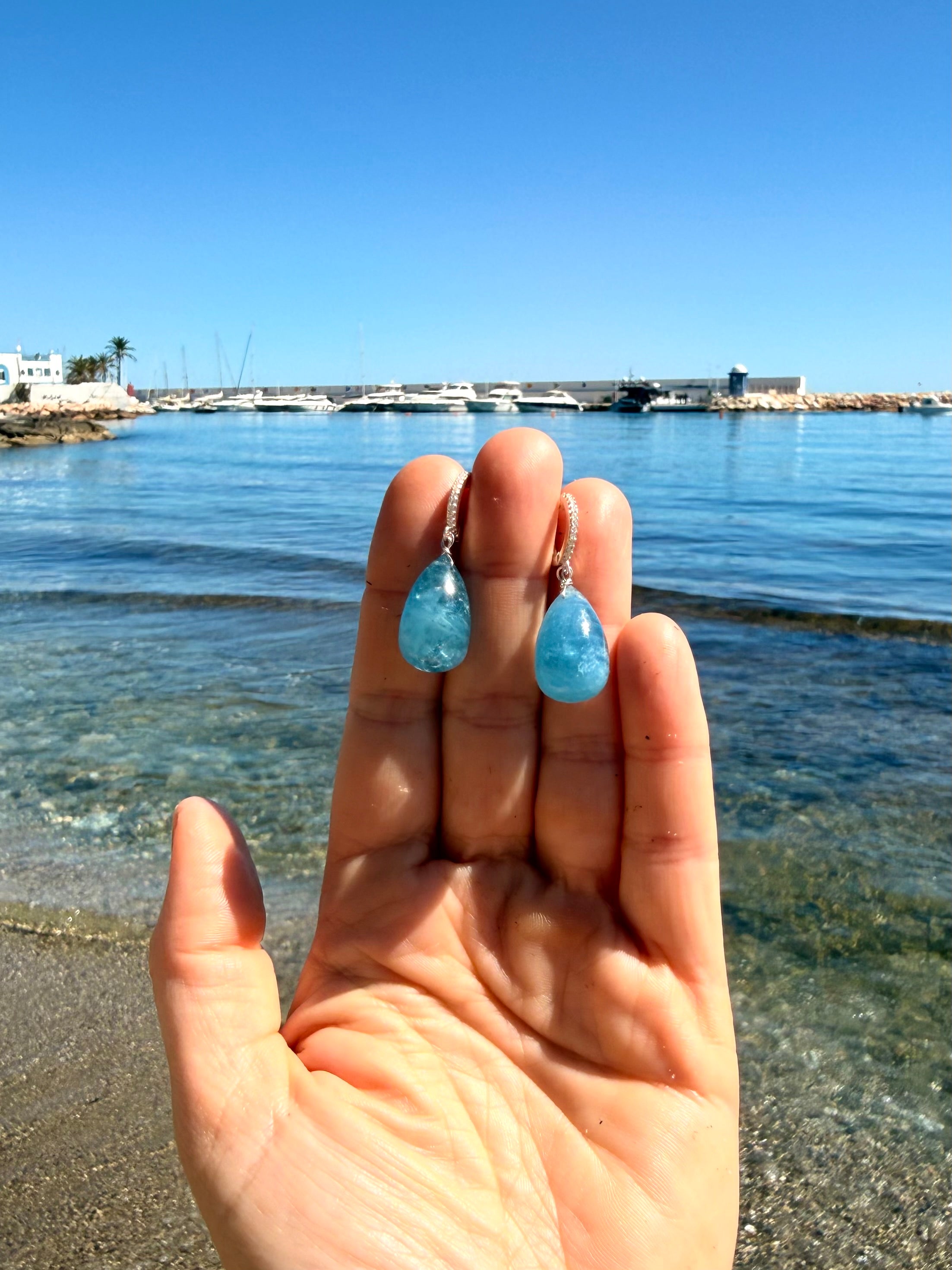 Aquamarine Dangle Earrings in Sterling Silver
