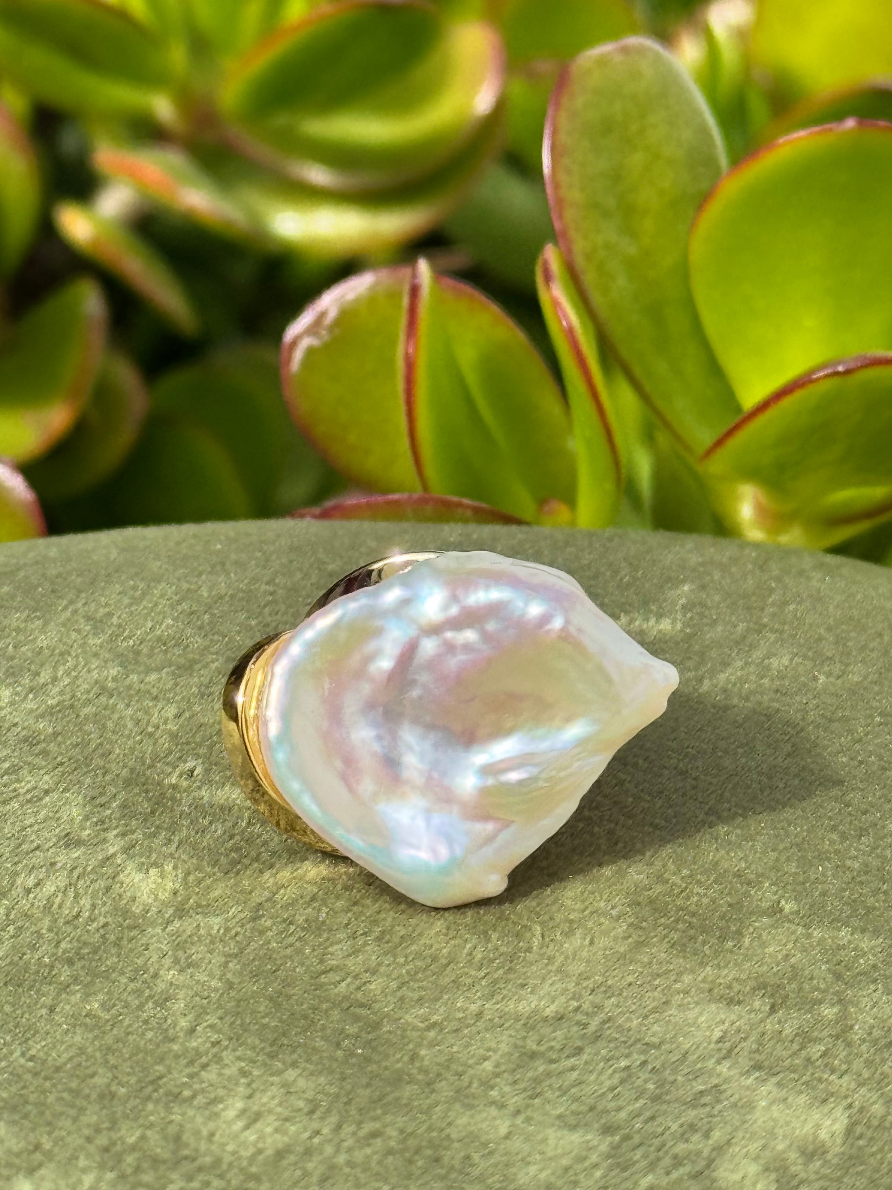 Baroque Pearl Statement Ring — Gold-Plated Sterling Silver (Resizable)
