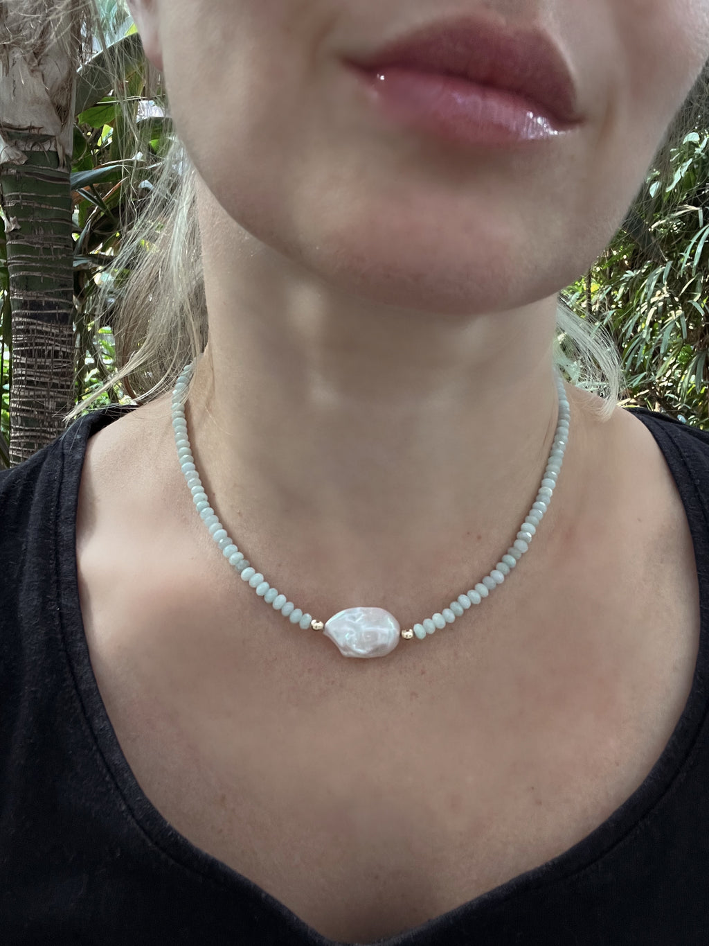 Jade and Baroque Pearl Necklace