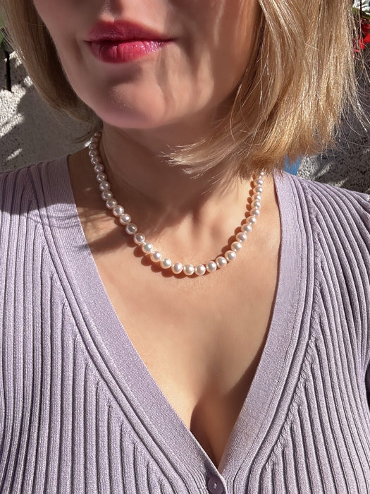Classic White Pearl Necklace 8 mm