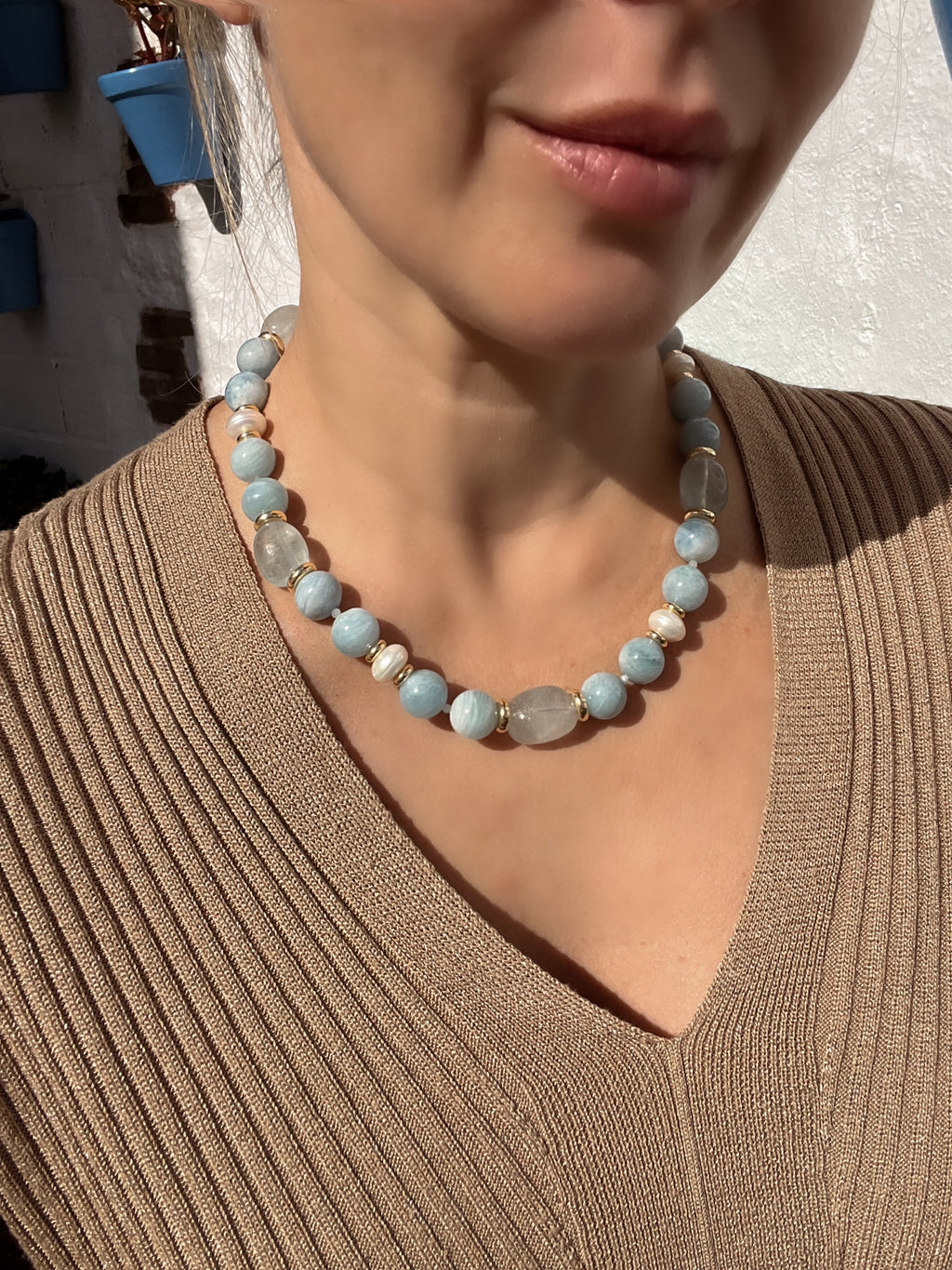 Chunky Aquamarine Necklace Cielo