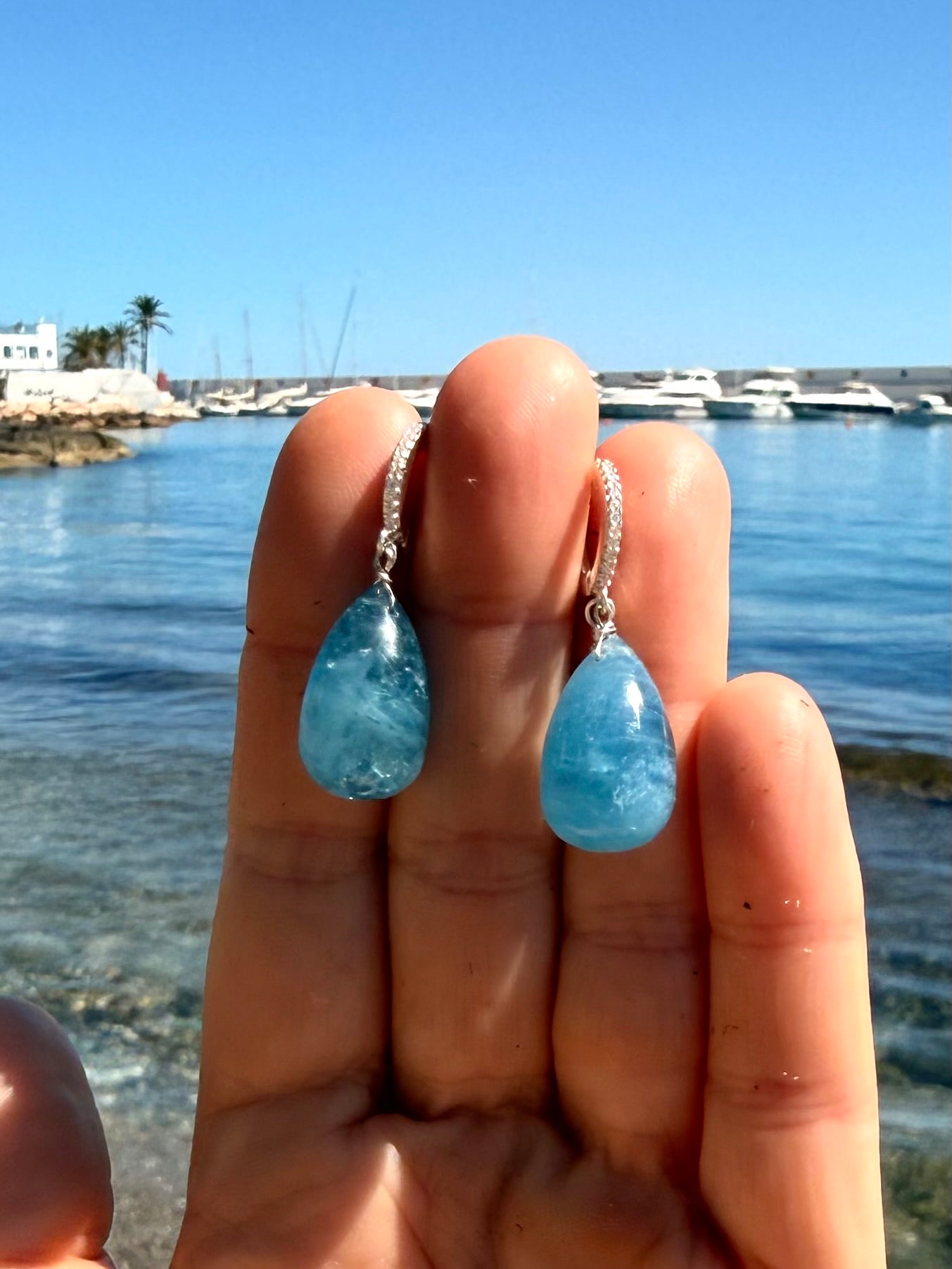 Aquamarine Dangle Earrings in Sterling Silver