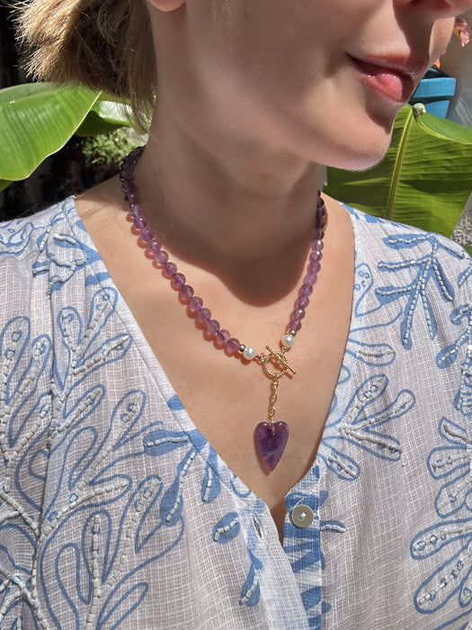 Amethyst Necklace with Heart Pendant