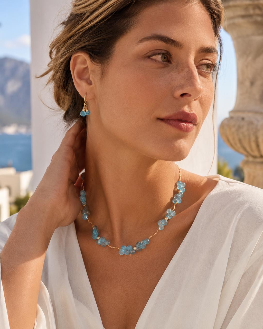 Blue Topaz Necklace & Earrings Set — 14k Gold-Filled & Vermeil