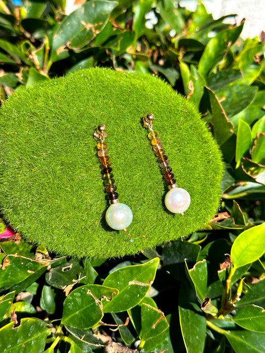 Tourmaline And Pearl Drop Earrings