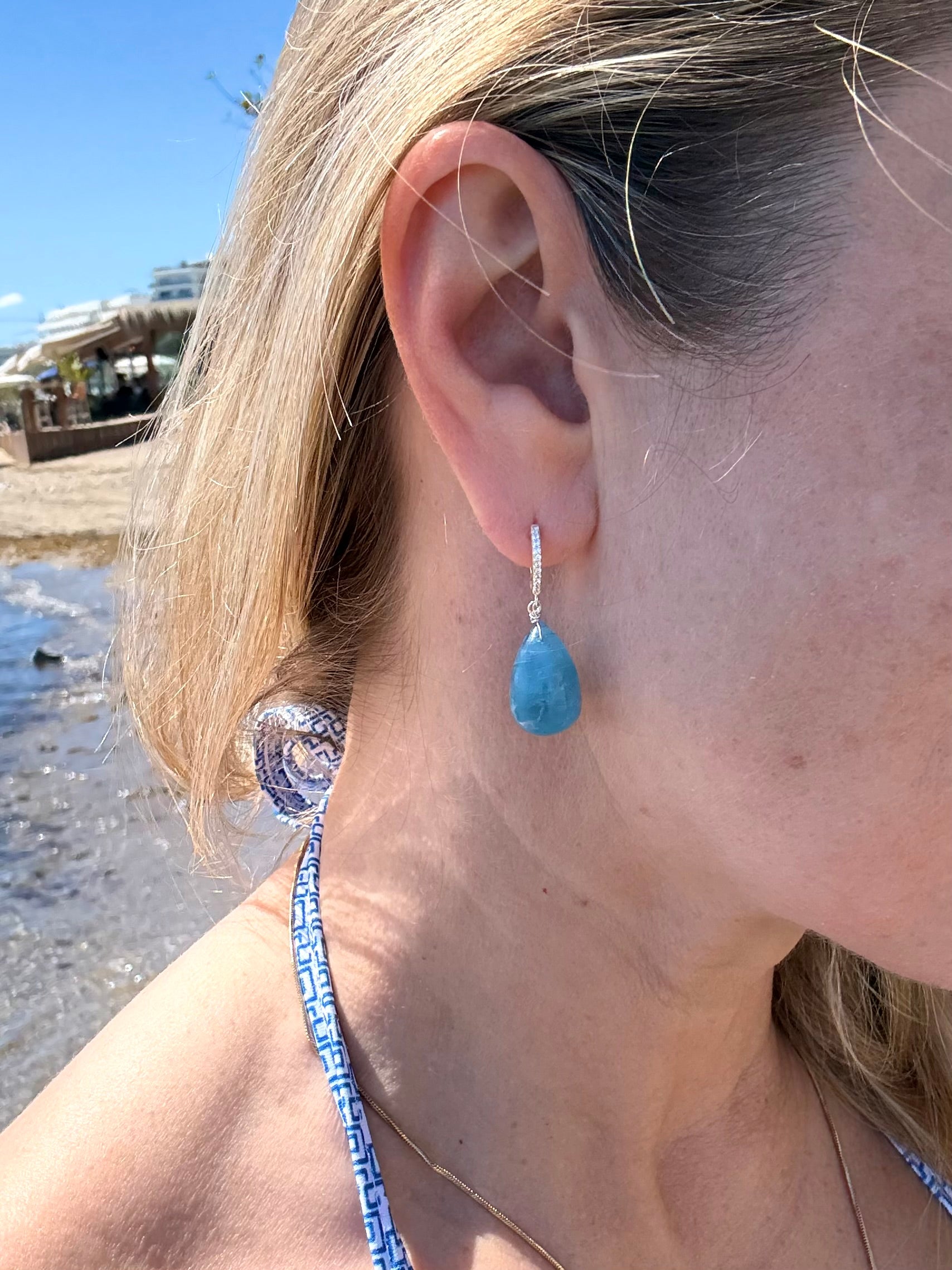 Aquamarine Dangle Earrings in Sterling Silver