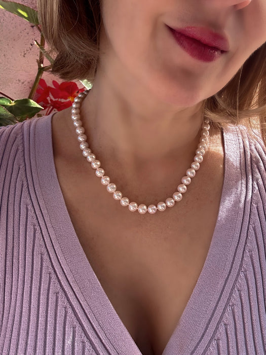 Classic White Pearl Necklace 8 mm