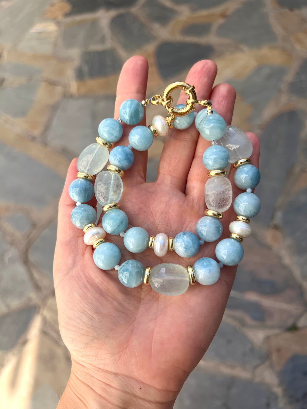 Chunky Aquamarine Necklace Cielo