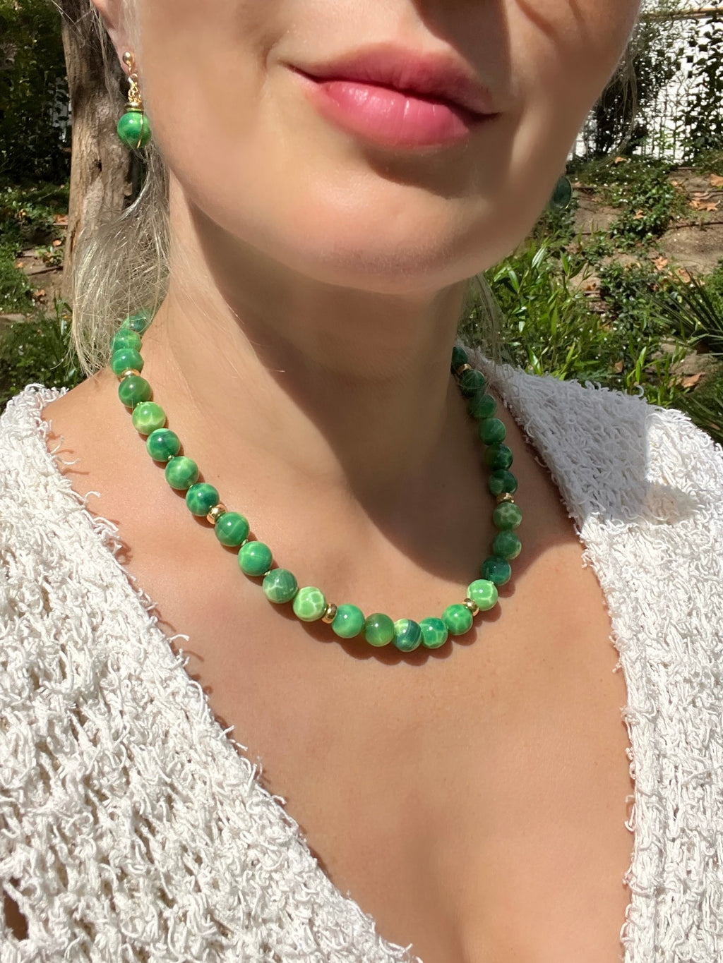 Peacock Agate Beaded Necklace