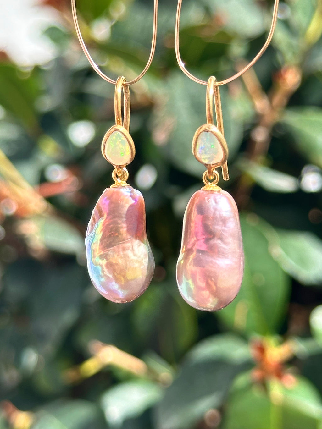 Ethiopian Opal And Earthy Edison Pearl Earrings