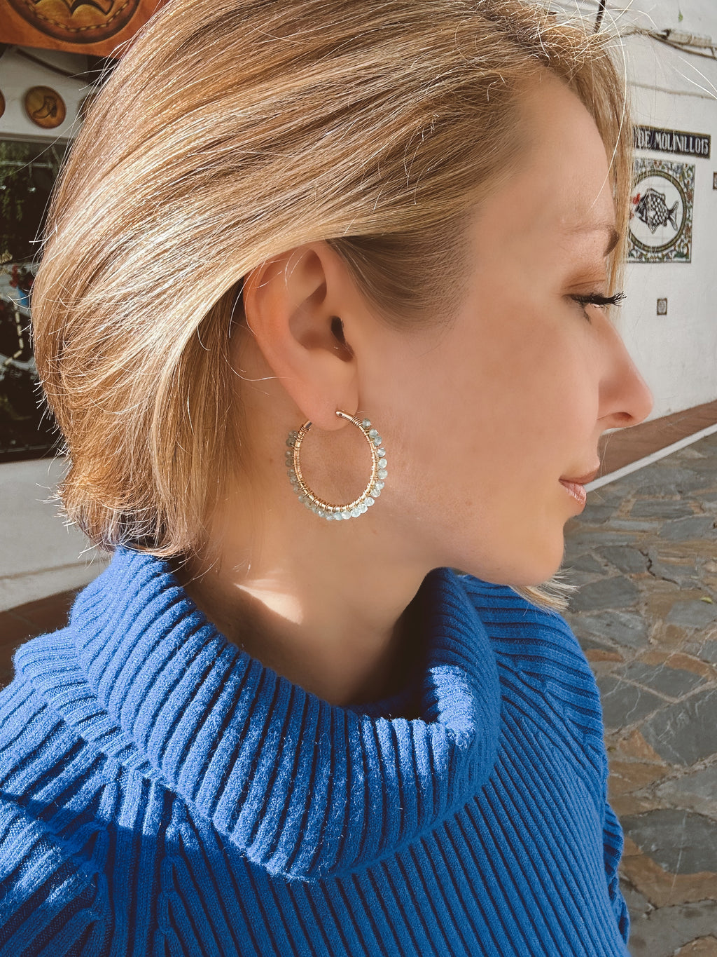 Apatite Hoop Earrings