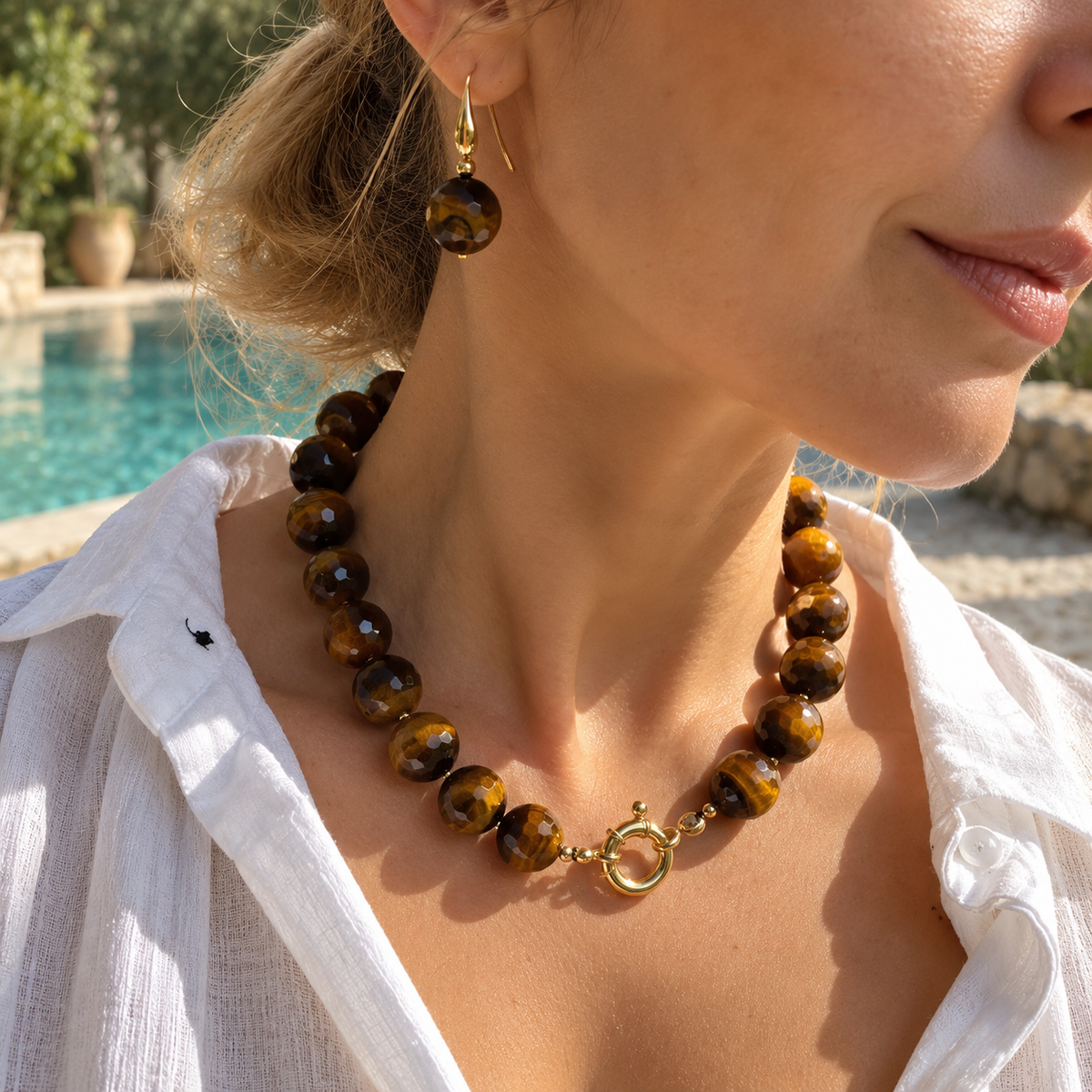 Tiger Eye Stone Necklace “Almería”