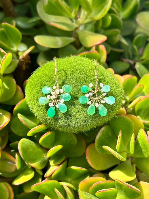 Chrysoprase and Pearl Branch Earrings