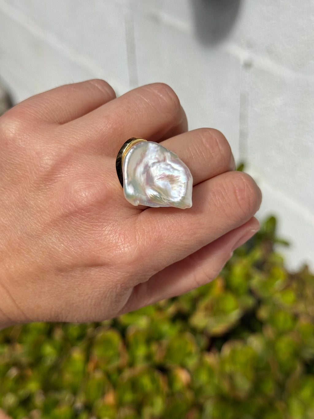 Baroque Pearl Statement Ring — Gold-Plated Sterling Silver (Resizable)