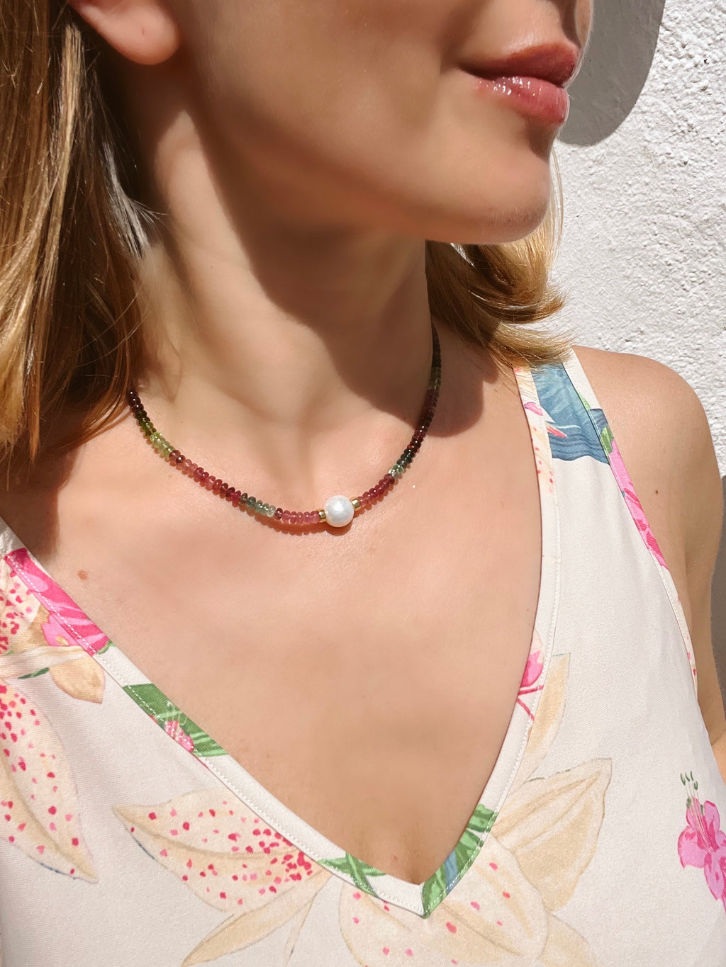 Tourmaline And Pearl Choker