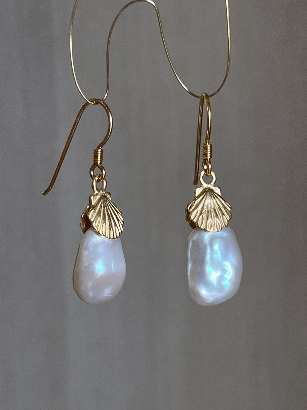 Shell Earrings With Keshi Pearls