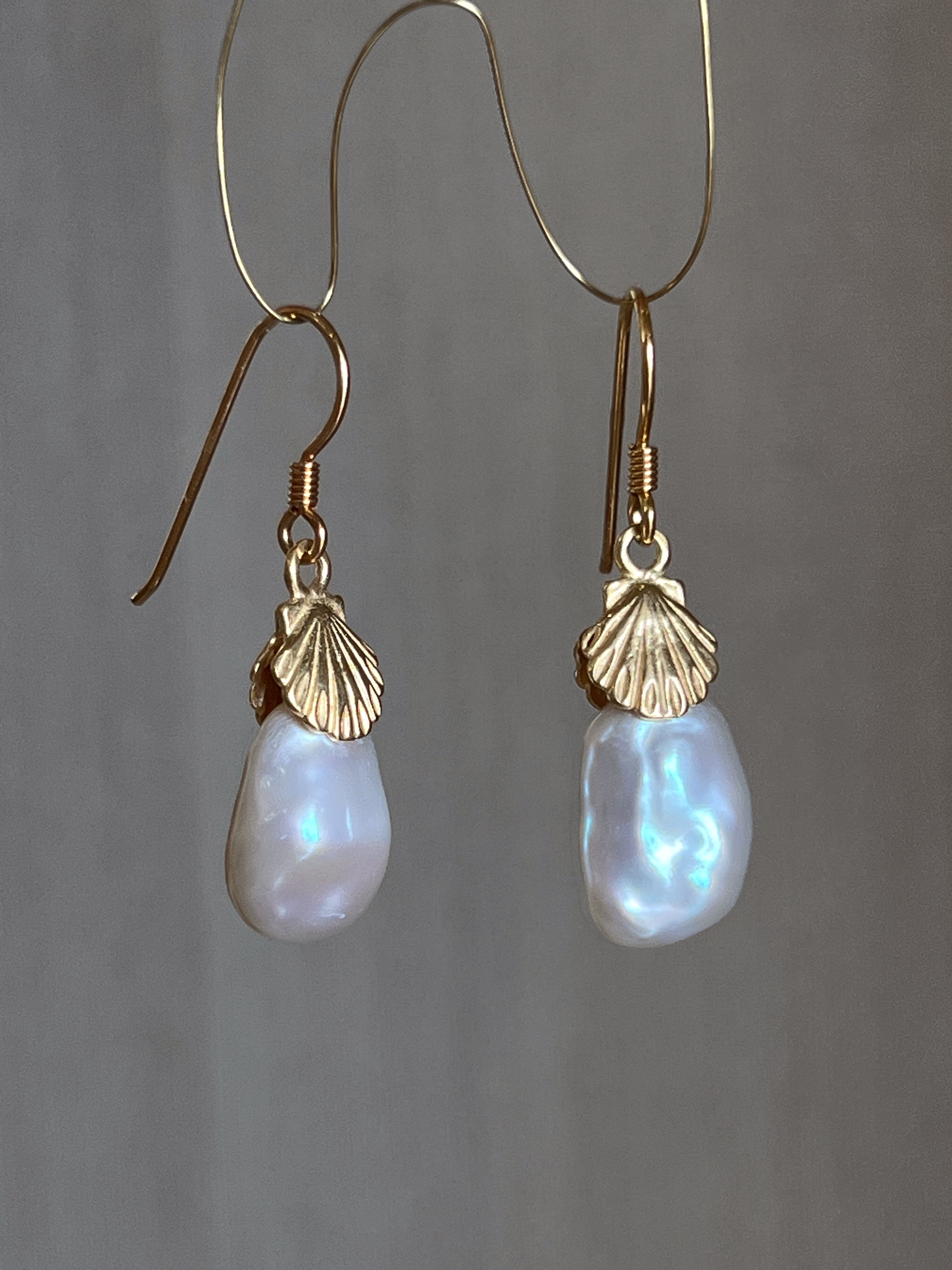 Shell Earrings With Keshi Pearls