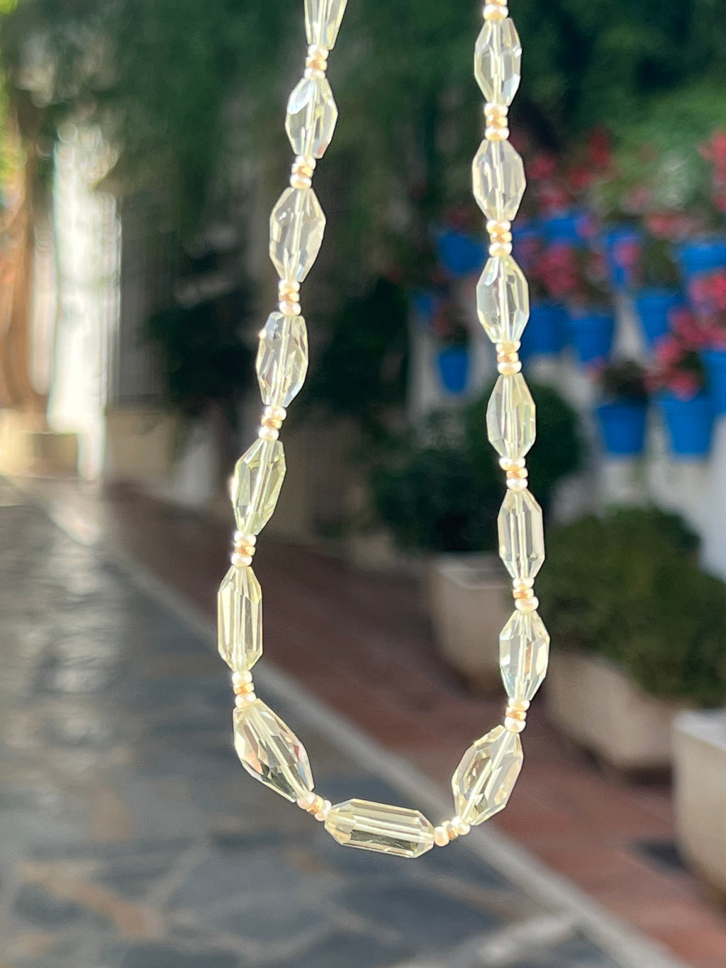 Green Amethyst Necklace And Earrings Set