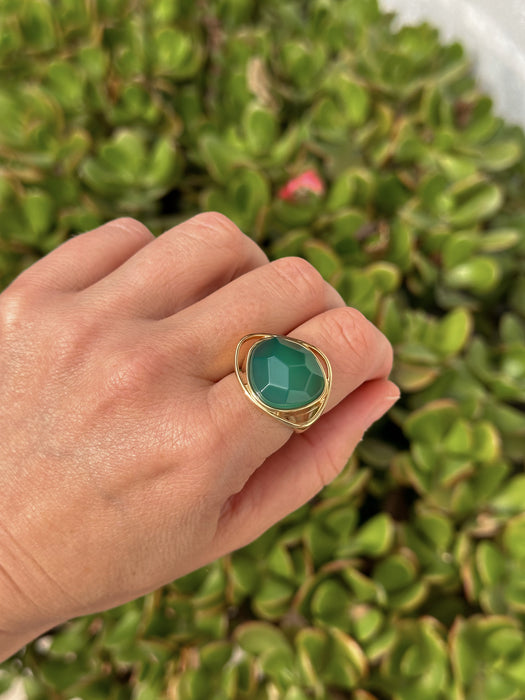 Green Agate Statement Ring