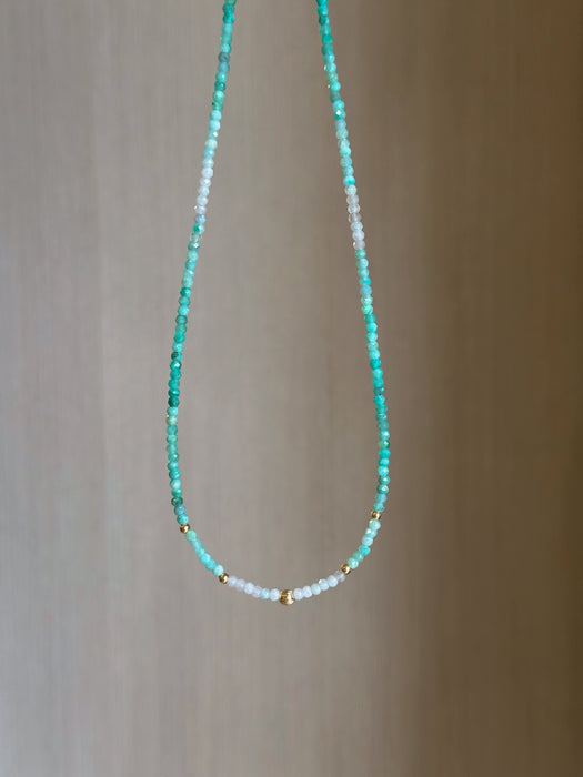 Dainty Shaded Emerald And Solid Gold Necklace