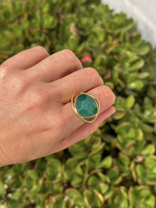 Green Agate Statement Ring